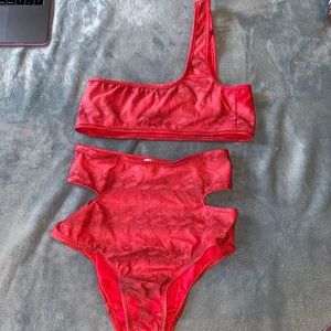 iHeartRaves Two-Piece Red Snakeskin